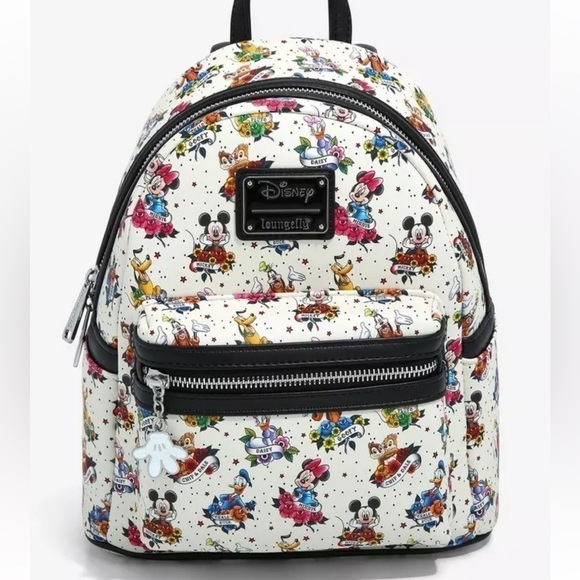 NWT Loungefly Disney Mickey Mouse & Friends Tattoo Mini Backpack - Picture 1 of 9